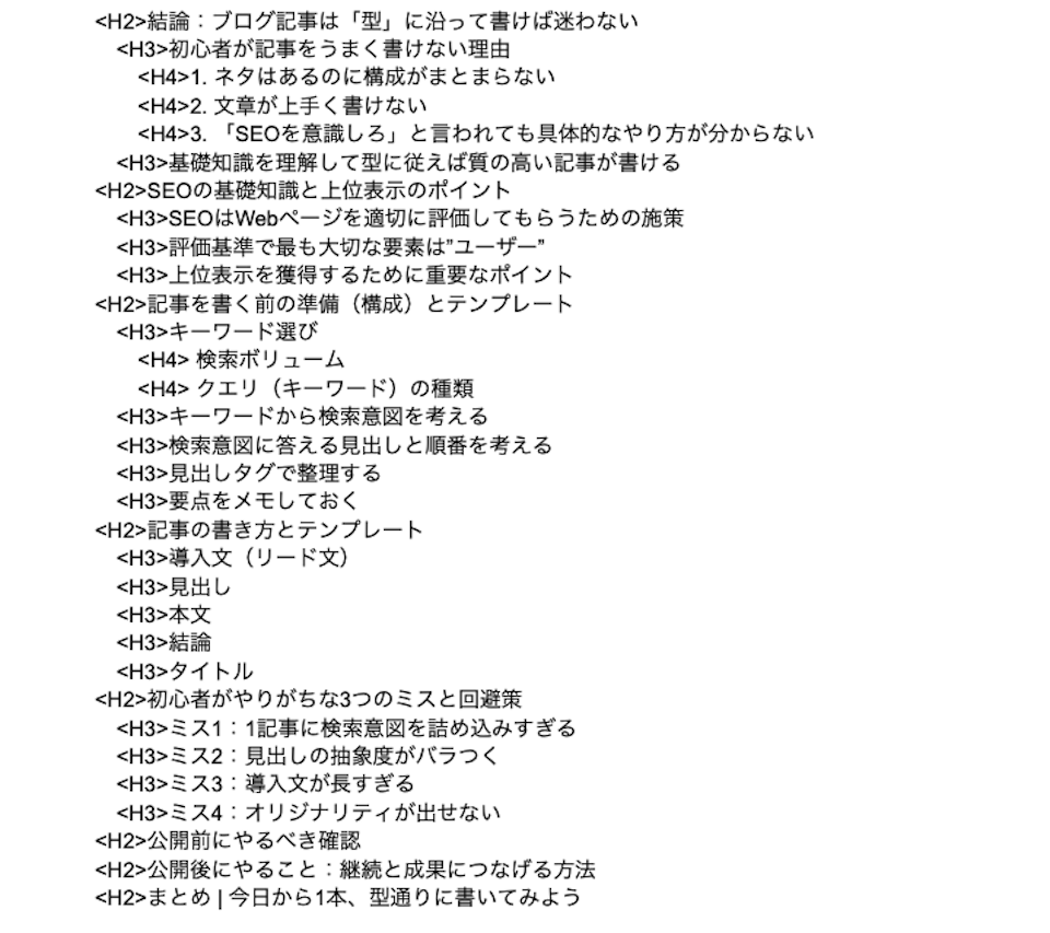 ブログ記事見出しとタグの整理事例
