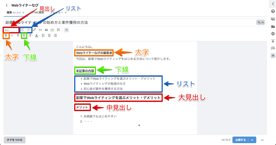 記事の装飾機能の説明